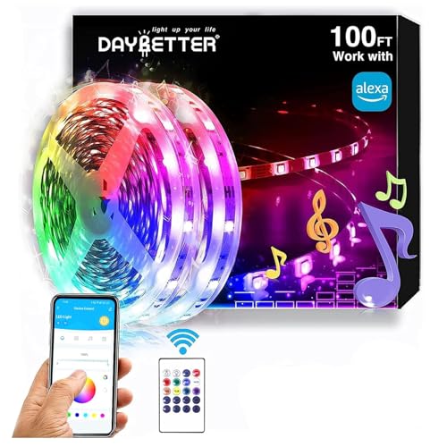 DAYBETTER RGB Led Light Strips Kit Compatible with Alexa and Google Assistant, Smart WiFi Led Strip Lights for Bedroom, Ro...