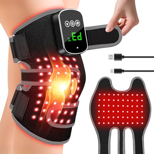 LanSuper Red Light Therapy for Knee, Heated&Vibration Red Light Therapy Knee Brace, Knee Massager for Pain Relief, 660nm&8...