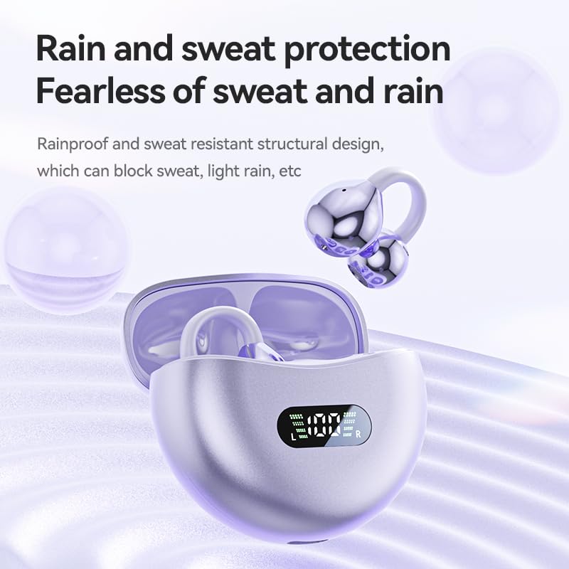 EXECCZO Ear Clip Earbuds Mini Open Ear Headphones Bone Conduction Earphones， True Wireless Bluetooth Headphones for Sport ...