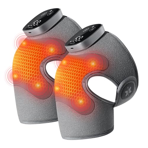 IKEEPFIT Knee Massager with Heat Vibration for Pain Relief MAXwarm 5.0-Heated Knee Brace with 5 Heat Levels and 4 Massage ...