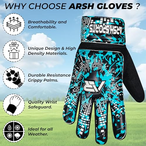 Arsh Sports Soccer Goalie Gloves,Football Goalkeeper Gloves for Kids Boys Youth Children Double Wrist Protection Along 4mm...