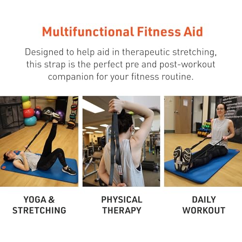 Body Sport Static Stretch Strap, 6 ft. Long - Durable Woven Tool for Home Fitness & Gym with Loops for Yoga, Stretching, P...