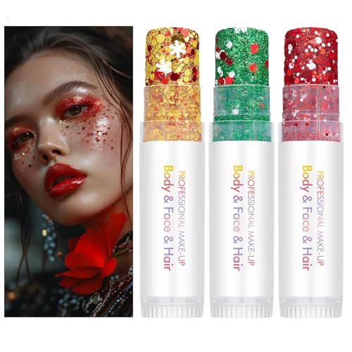 Christmas Body Glitter Stick, Holographic Sparkling Sequins Neon Outfit Music Rave Festival Perfect Christmas Accessories ...