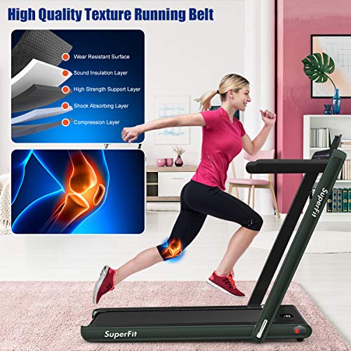 GYMAX Walking Pad, 2.25HP Dual Display Foldable Treadmill for Home with Remote/Smart App Control, Portable Compact Treadmi...