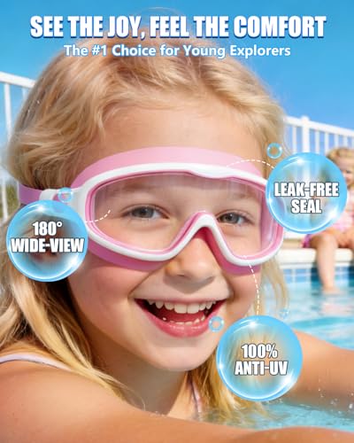 Aegend Swim Goggles for Kids Youth 3-14 - 2 Pack Wide Frame Anti-Fog Anti-UV Clear Vision Goggles for Swimming