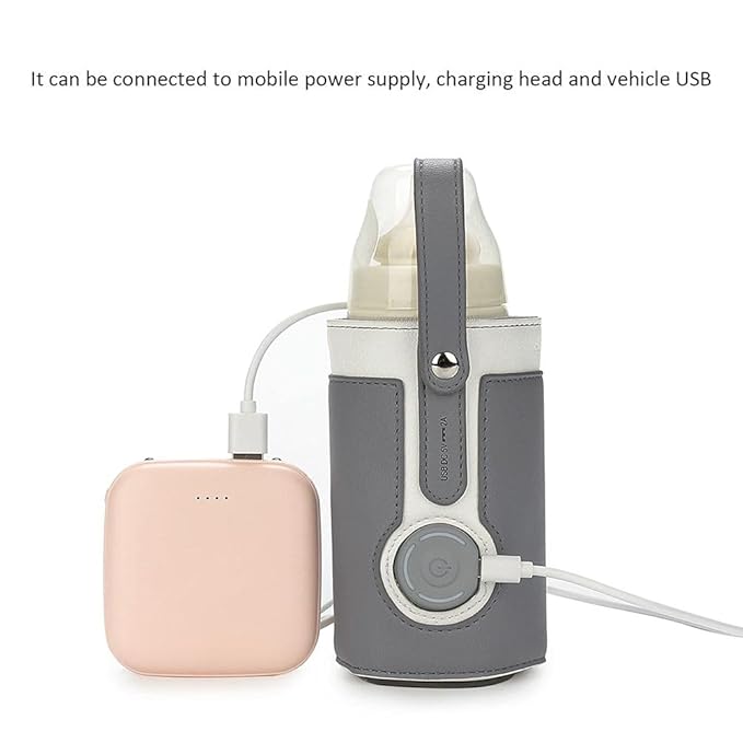 GOTOTOP Bottle Warmer Bag Portable Baby Bottle Warmer Leather Three Gears Adjustable Heated Bottle Bag Car Portable Thermostat Heating Cup Cover (a)