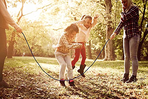 16 FT Long Jump Rope for Kids, Adjustable Double Dutch Skipping Rope with Wooden Handle, Multiplayer Team Jumping Rope for...