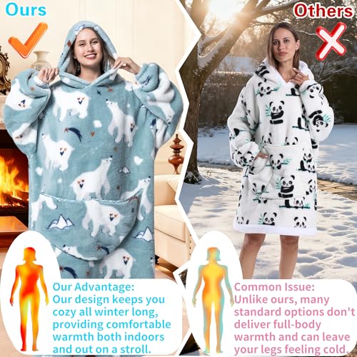 HZAAM Wearable Blankets for Women, Adult Wearable Blanket Men, Blanket Hoodie