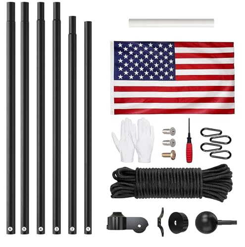 Flag Pole for Outside House, 25 FT Heavy Duty 45K PSI & 95 HBW Hard Aerospace Aluminum Flagpole Kit, Unbending Outdoor In-...
