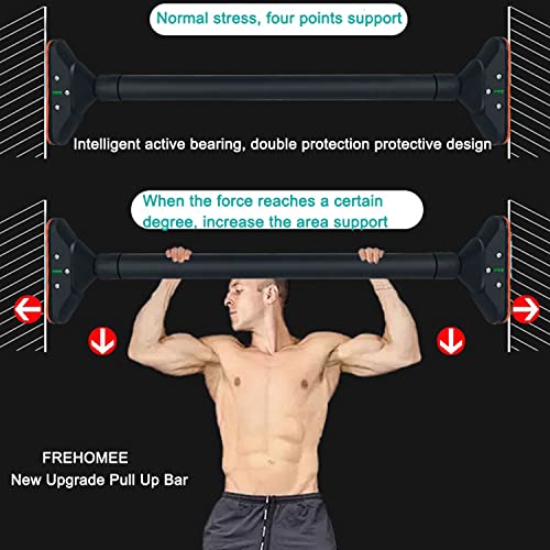 FREHOMEE Pull Up Bar for Doorway,Chin Up Bar for Body Workout,Narrow Pads,Home Gym Exercise Fitness with Level Meter and A...