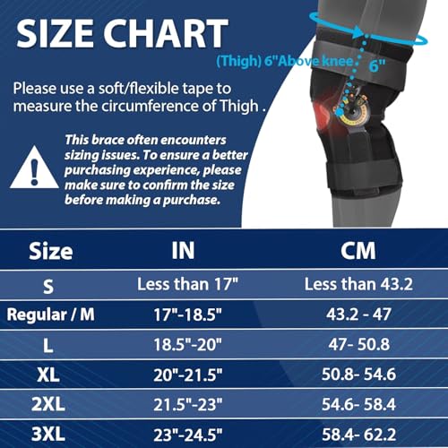 Nvorliy Hinged ROM Knee Brace with Side Stabilizers & Locking Dials, Post Op Knee Immobilizer for Arthritis, ACL, MCL, PC...