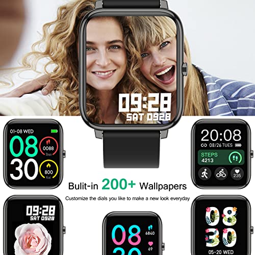 Popglory Smart Watch, Smartwatch with Blood Pressure, Blood Oxygen Monitor, Fitness Tracker with Heart Rate Monitor, Full ...