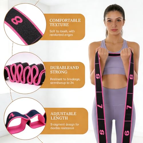 Fitness Resistance Band for Stretching and Yoga, 8-Section Elastic Training Bands for Full Body Stretching Shaping