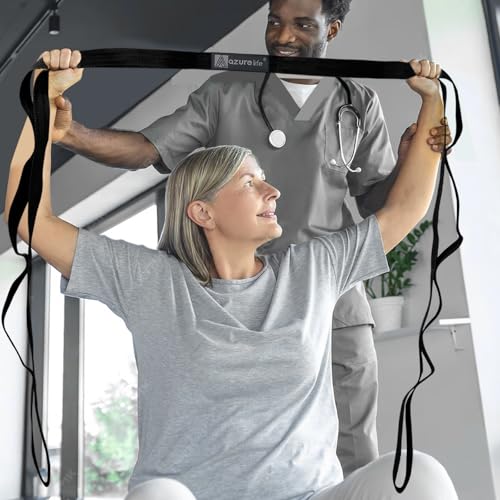 A AZURELIFE Premium Durable Stretch Straps with Loops, Stretching Strap for Physical Therapy, Multi-Loop Yoga Strap Fitnes...