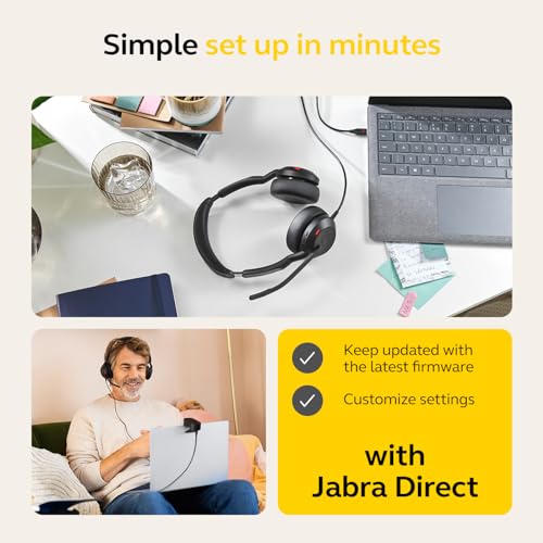 Jabra Evolve2 50 Wired Stereo Headset - with AirComfort Technology, Noise-Cancelling Mics & Active Noise Cancellation - Wo...