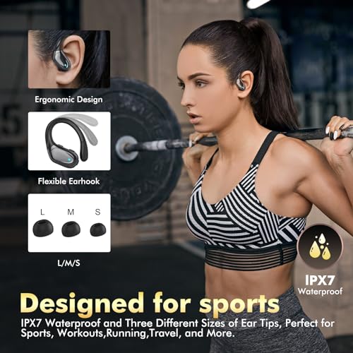 HAOYUYAN Wireless Earbuds, Sports Bluetooth Headphones, 80Hrs Playtime Ear Buds with LED Power Display, Noise Canceling He...