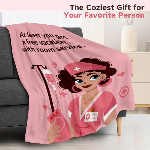 50"x70" Funny Get Well Soon Gifts for Women, Humorous Pink Thinking of You Comfort Blanket, Hilarious Surgery Recovery Gif...