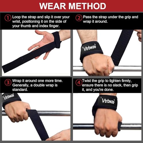 Vtrbwze Gym Lifting Straps for Weightlifting & Deadlift - Non-Slip Silicone Grip, Padded Wrist Support for Bodybuilding, W...