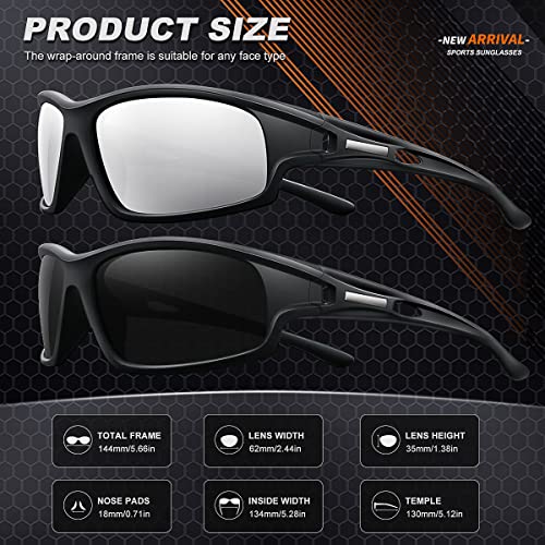 AWGSEE Polarized Sports Sunglasses for Men 100% UV Protection Wrap Around Unbreakable Sun Glasses for Fishing Driving
