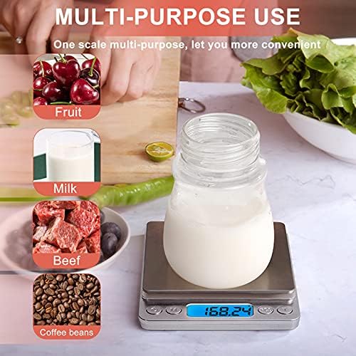 Food Scale Small Gram Scale Digital Gram and Ounce Scale, USB Rechargeable 0.01g/0.001oz Accurate, MEIYA Kitchen Scale for Soap Making, Jewelry, Baking, Tare Function, Including Battery and 2 Trays