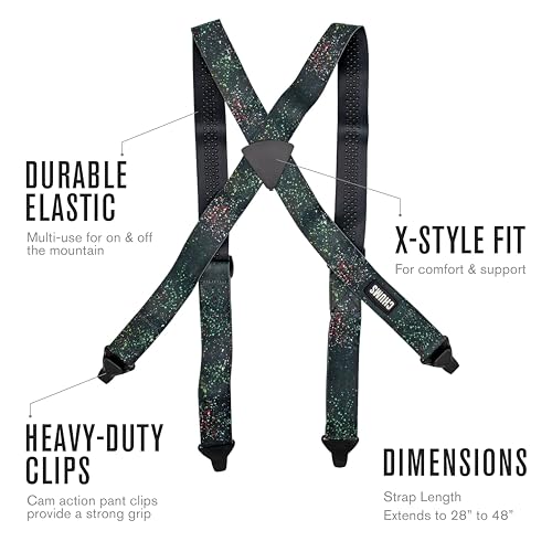 Chums Ski Suspenders for Men & Women - Heavy Duty Support Adjustable Elastic Mens Suspenders w/Pant Clips that Won't Tear