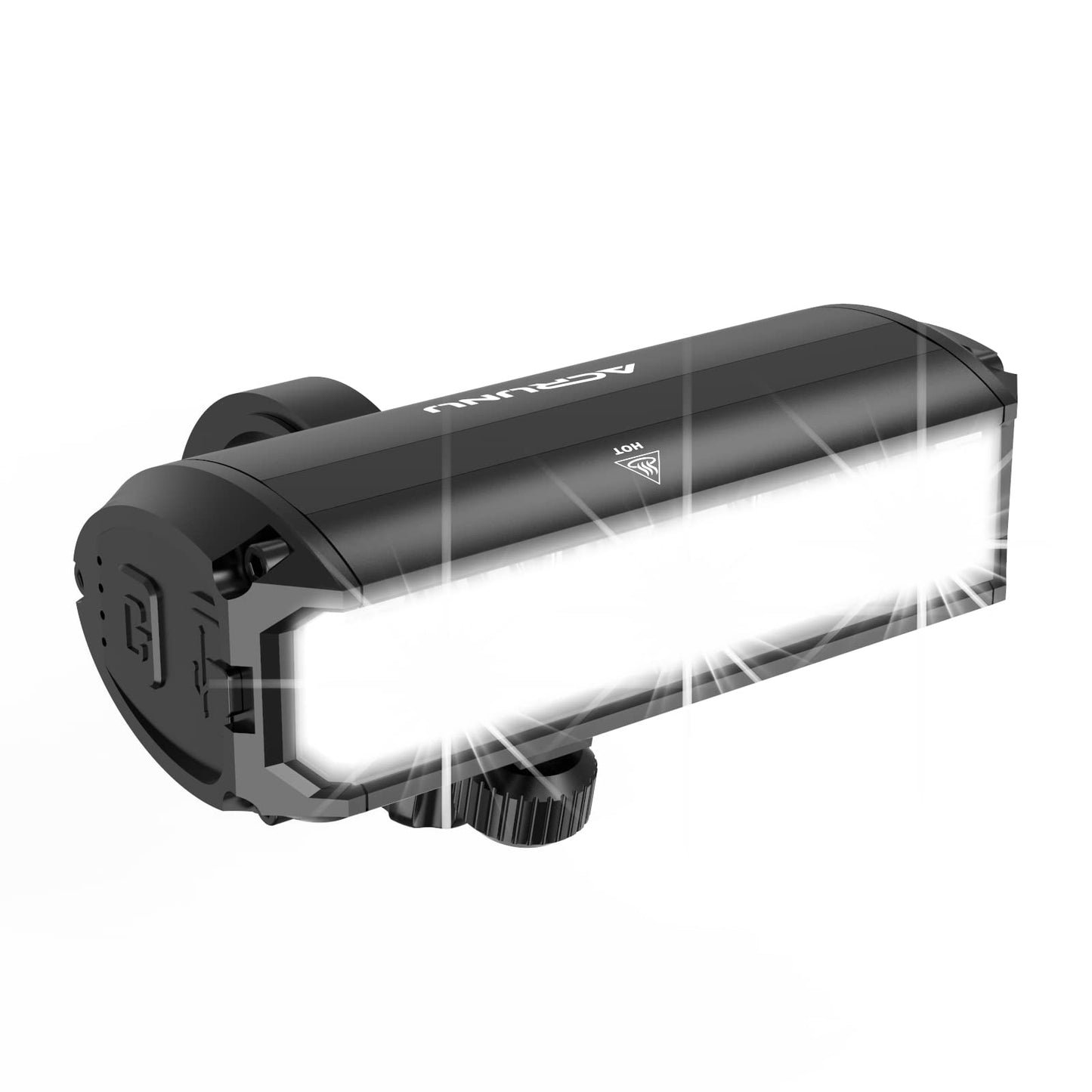 ACRUNU 1200 Lumens USB Rechargeable Bike Lights, Waterproof Aluminum Headlight, 3 LED, Small, Black, Model EOS640