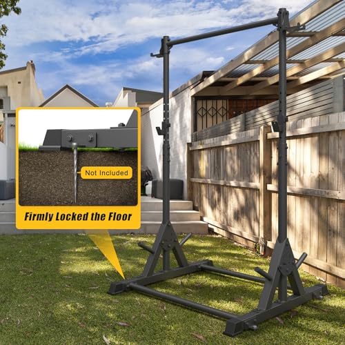 Jusgym Pull Up Station, Strength Training Workout Pull Up Bar Free Standing for Home Gym, Adjustable Heavy Duty Pullup Bar...