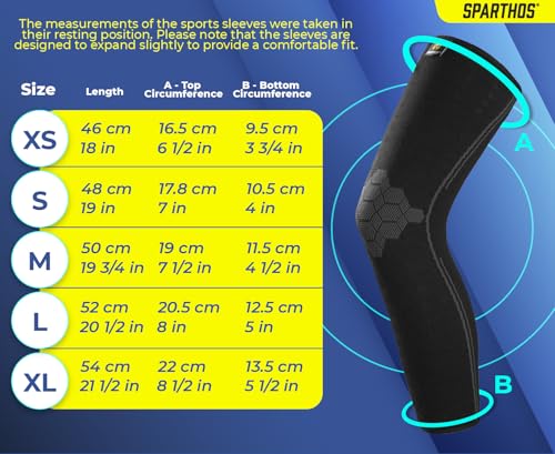 Sparthos Full Leg Compression Sleeves - Brace for Calf, Knee and Thigh, Recovery, Support Pain Relief for Sports Shin Spli...