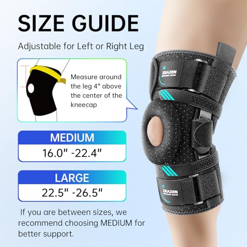 ZEAZEN Hinged Knee Brace with Dual Hinges & Patella Compression Pads – Strong Knee Support for ACL, MCL, Meniscus, Joint S...