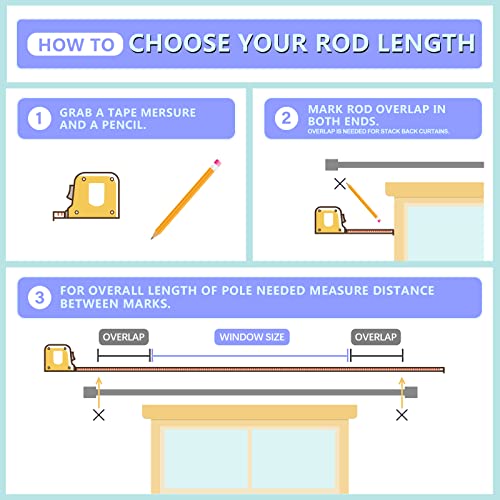 Byondeth Curtain Rods for Windows 16 to 144 Inches Adjustable Length 1 Inch Diameter Window Curtain Rod with Aluminium Fin...