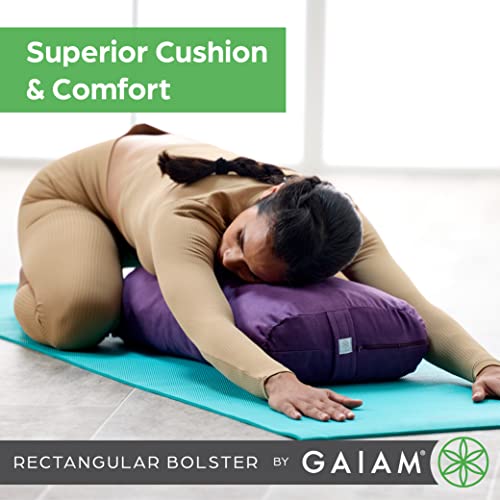 Gaiam Round Yoga Bolster Pillow, Soft Meditation Cushion for Yoga, Massage and Back Support, Breathable Cotton Fill, Zippe...