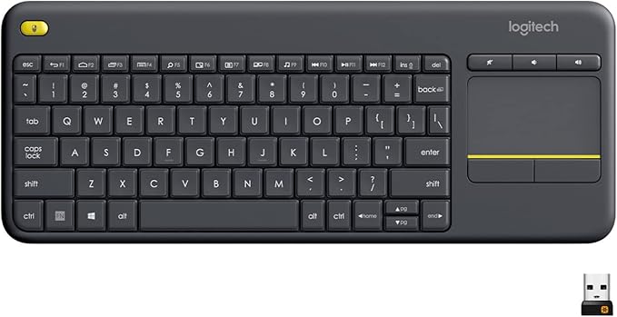 Logitech K400 Plus Wireless Touch TV Keyboard with Easy Media Control and Built-in Touchpad, HTPC Keyboard for PC-Connecte...