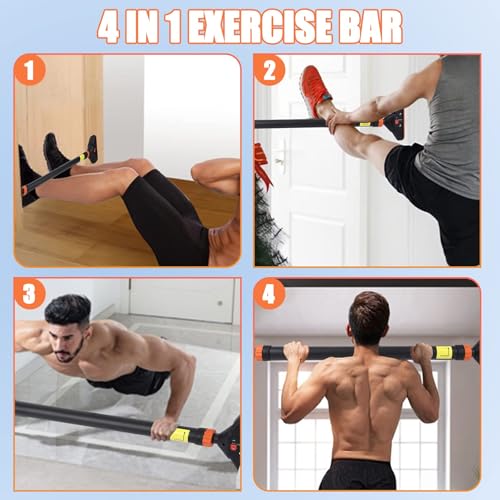 Pull Up Bar for Doorway, Strength Training Chin Up Bar with Level Meter and Adjustable Width for Home Gym,No Screws Requir...