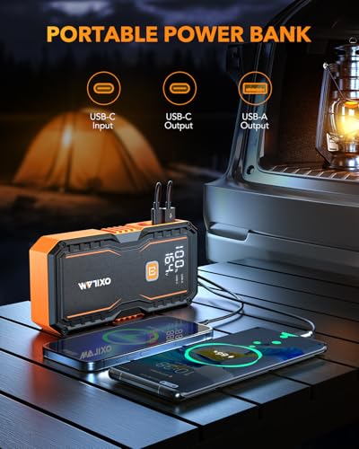 OXILAM Jump Starter 6000A for All Gas/12L Diesel, Car Battery Jumper Starter Portable, 12V Lithium Jump Box with Jumper Ca...
