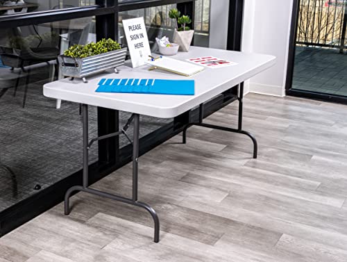 Iceberg IndestrucTable Commercial Folding Table – Heavy-Duty 60” Plastic Utility Table for Indoor/Outdoor Use, Platinum Gr...