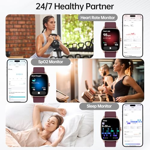 Smart Watches for Women Men with Bluetooth Call & AI Voice, 1.85" HD Fitness Tracker with Heart Rate SpO2 Sleep Monitor, 1...
