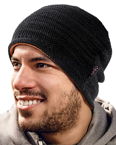 Lvaiz Mens Winter Beanie Hat Warm Fleece Lined Skull Cap for Men Reversible Women Windproof Watch Hat Knit Warm Unisex Beanie