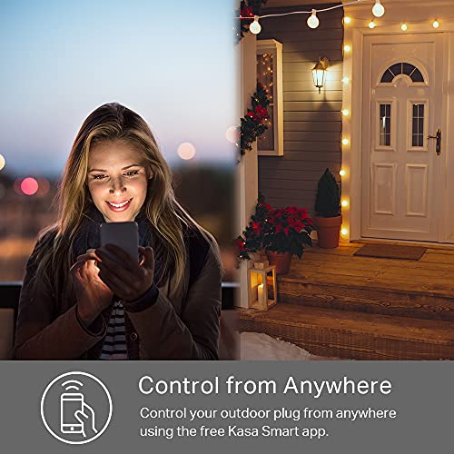 Kasa Outdoor Smart Plug, Smart Home Wi-Fi Outlet with 2 Sockets, IP64 Weather Resistance, Compatible with Alexa, Google Ho...