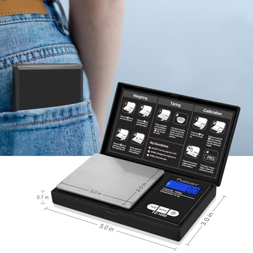Fuzion Digital Pocket Gram Scale 1000g/0.1g, Small Digital Scales Grams Ounces Grains, Herb Scale, Jewelry Scale, Portable...
