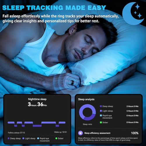 S SECRETTOP Fitness Tracker Smart Ring for Men Women – Sleep & Heart Rate Monitor, Health Activity Tracker, Step Counter, ...