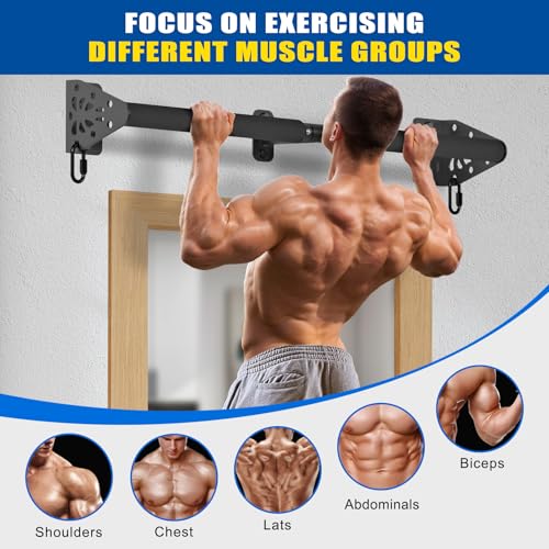 Kipika Wall Mounted Pull Up Bar - Heavy Duty 450 LB Capacity Doorway Chin Up Bar for Home Gym, Sturdy Steel Construction w...