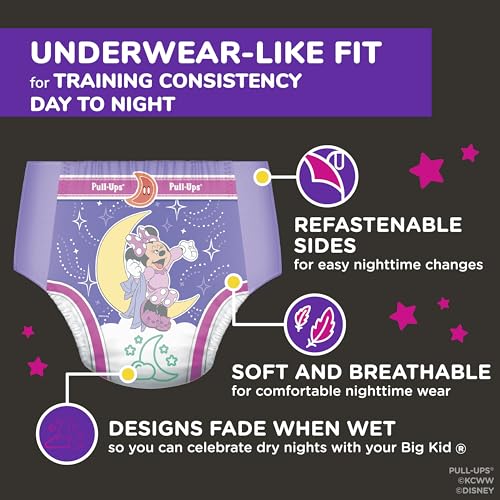 Pull-Ups Girls' Night-Time Potty Training Pants, Size 5T-6T Overnight Training Underwear (46-60 lbs), 80 Ct