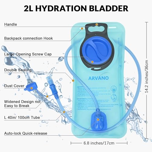 Arvano Hydration Backpack, Lightweight Hydration Pack with 2L Water Bladder, 6L Water Backpack for Men Women Cycling, Hiki...