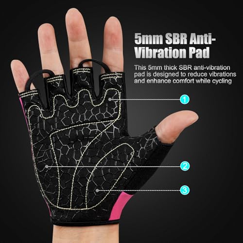 FITFIV Cycling Gloves Bike Gloves for Men/Women Half Finger Biking Gloves Exercise Workout Gloves Suitable for Outdoor Spo...
