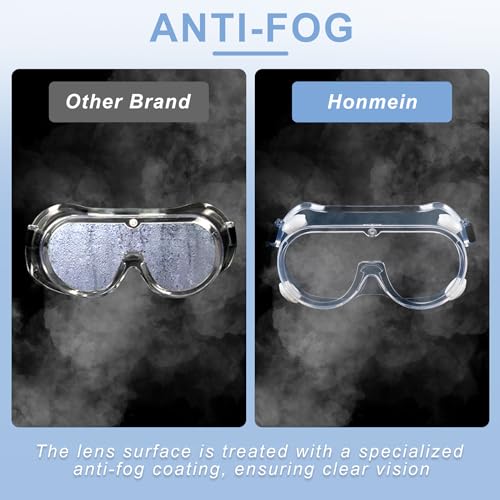 Honmein 2-Pack Safety Goggles, Anti-Fog Lab Goggles, Over Glasses Safety Glasses for Chemistry Lab, Mowing, Woodworking, P...