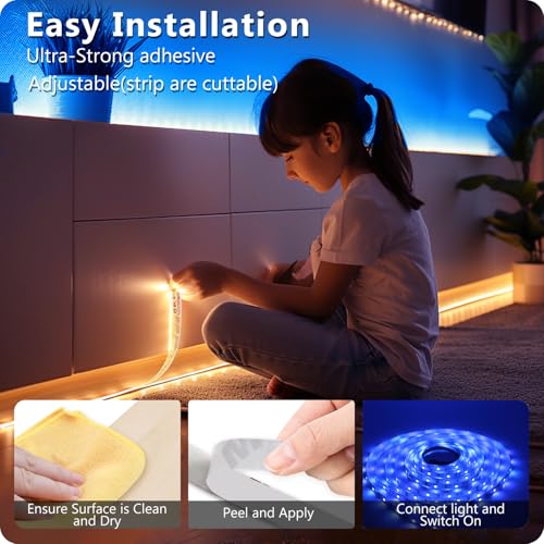 DAYBETTER LED Strip Lights 110ft, Smart Lighting Strips with App Remote Control, RGB Music Sync Color Changing Lights for ...