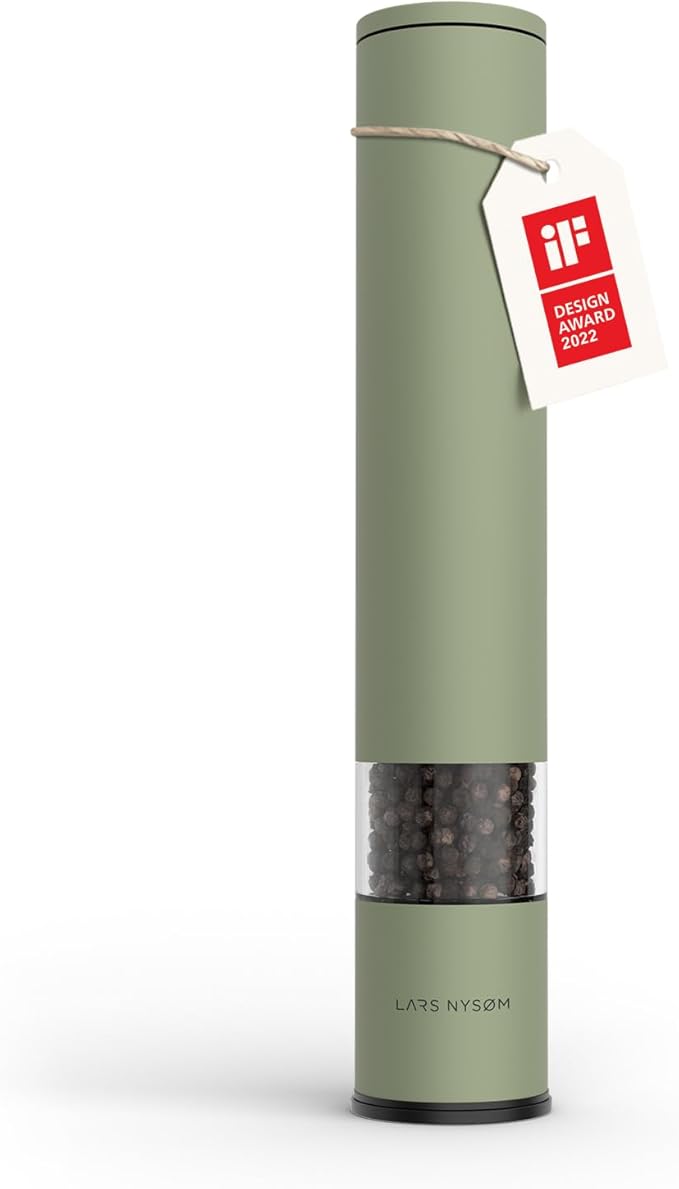 LARS NYSØM Salt Pepper Mill Manual with adjustable ceramic grinder from coarse to fine I Design Spice Mill (Sage Green)