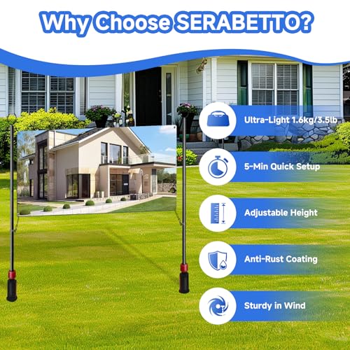 SERABETTO Adjustable Banner Pole with Stake, Outdoor Banner Stand, Portable Display Poles for Trade Shows, Events, and Out...