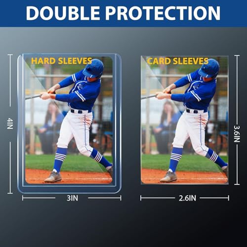 200 Hard Plastic Card Sleeves, Premium Card Sleeves, 3"x 4" Baseball Cards Protectors Plastic, Sports Trading Baseball Gam...