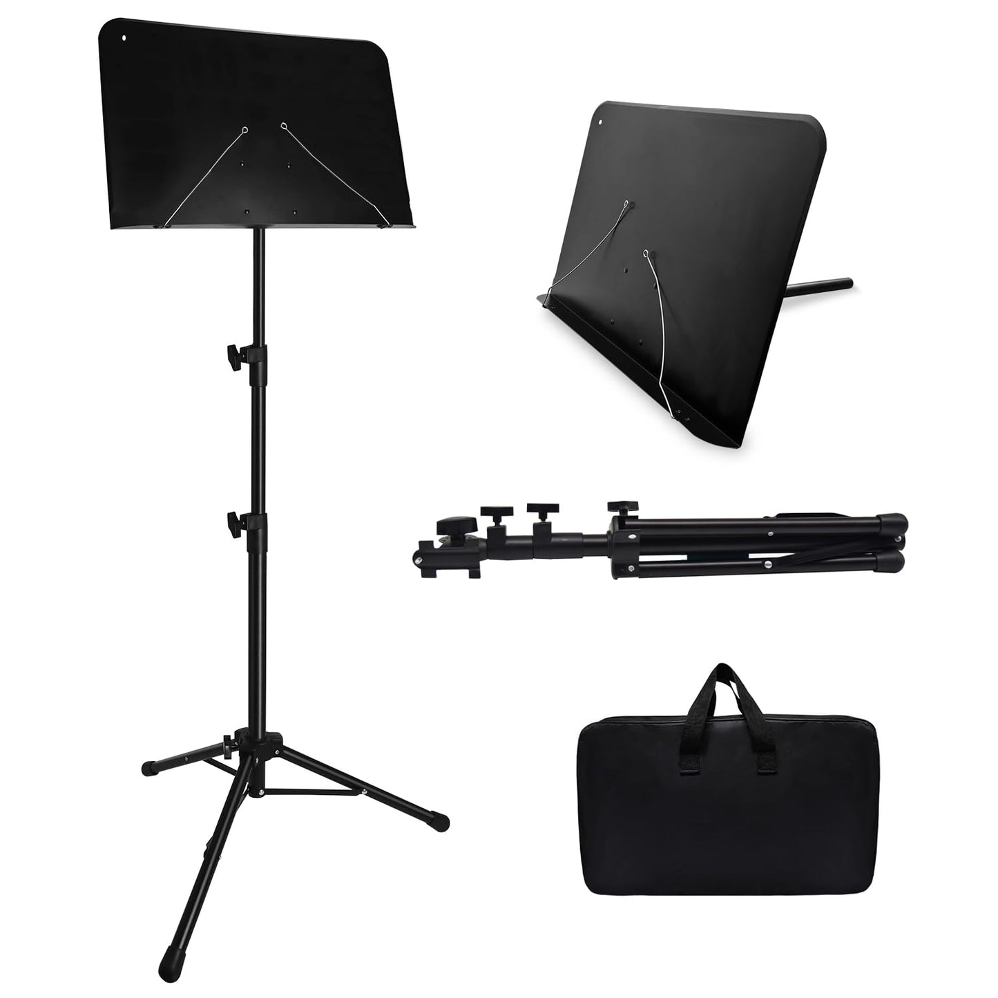 HOLANHING 57IN Sheet Music Stand, Tall Music Stand for Sheet Music High Stability, Adjustable Portable Music Sheet Stand with Ca